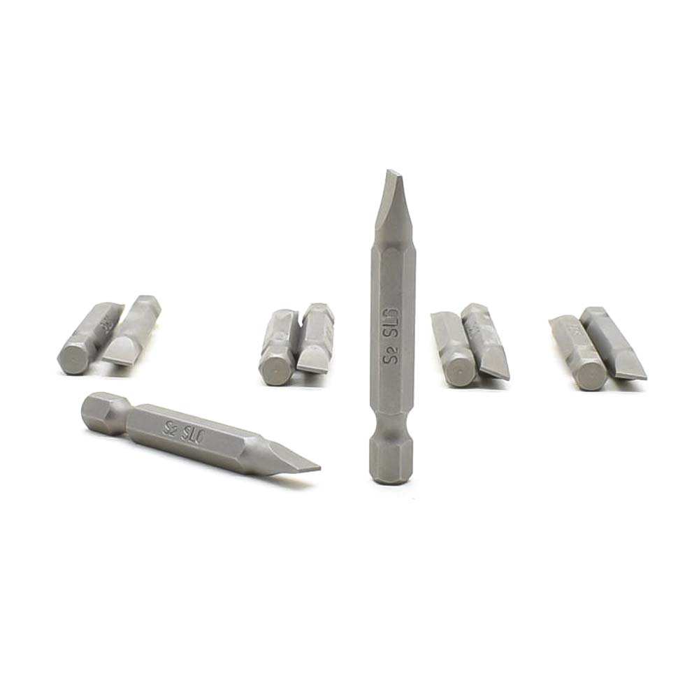 10 Display Pack - Single End Slotted Screwdriver Bits - 2 Inch Long - 6mm Wide Slot