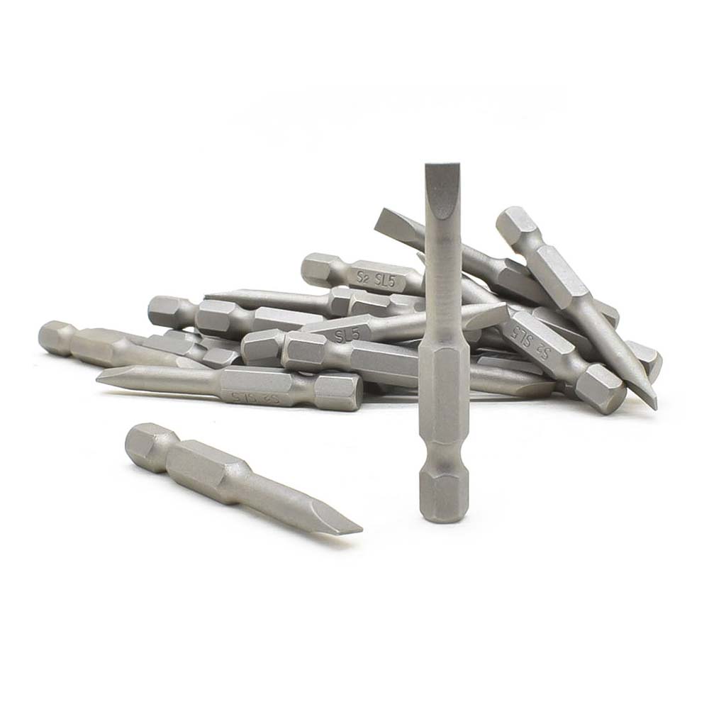 25 Display Pack - Single End Slotted Screwdriver Bits - 2 Inch Long - 5mm Wide Slot