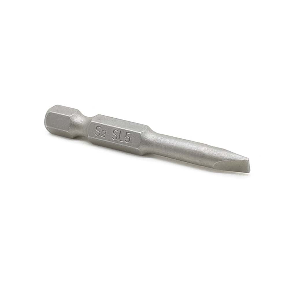 10 Display Pack - Single End Slotted Screwdriver Bits - 2 Inch Long - 5mm Wide Slot