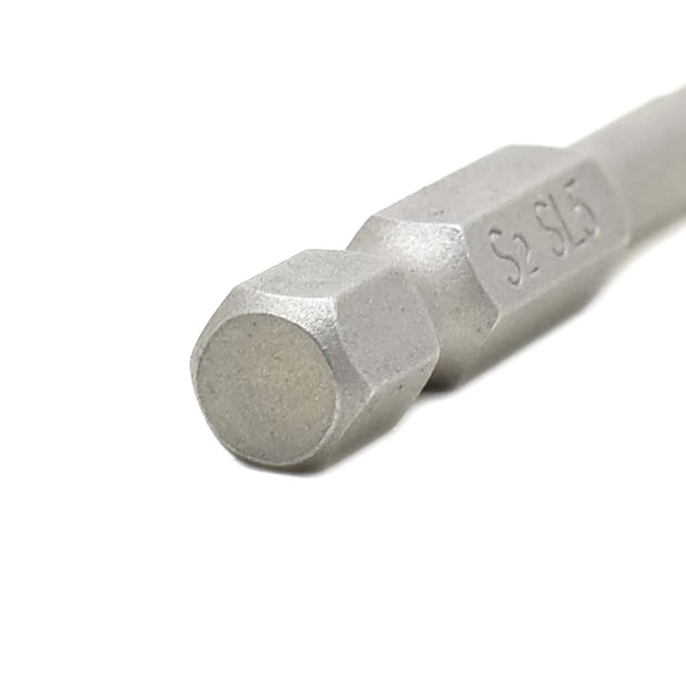 10 Display Pack - Single End Slotted Screwdriver Bits - 2 Inch Long - 5mm Wide Slot
