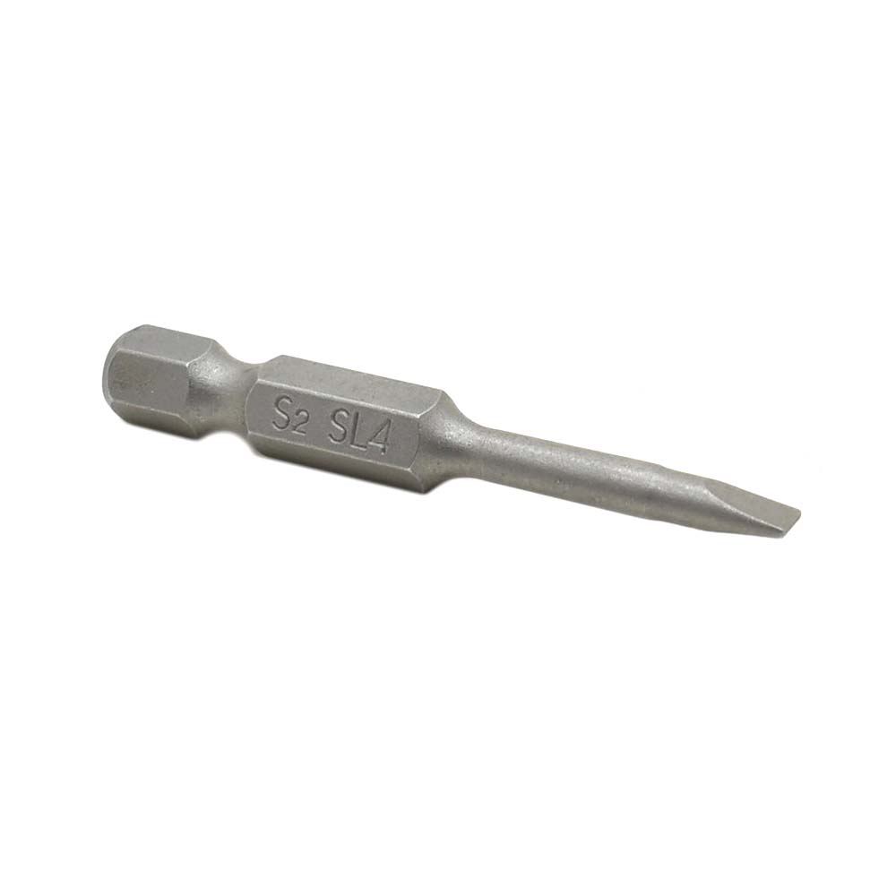 10 Display Pack - Single End Slotted Screwdriver Bits - 2 Inch Long - 4mm Wide Slot