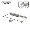10 Display Pack - Single End Slotted Screwdriver Bits - 2 Inch Long - 4mm Wide Slot