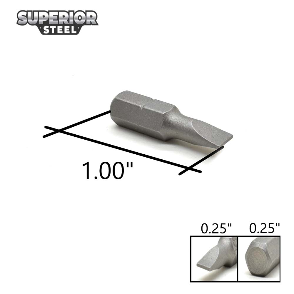 50 Display Pack - Single End Slotted Screwdriver Bits - 1 Inch Long - 4.5mm Wide Slot