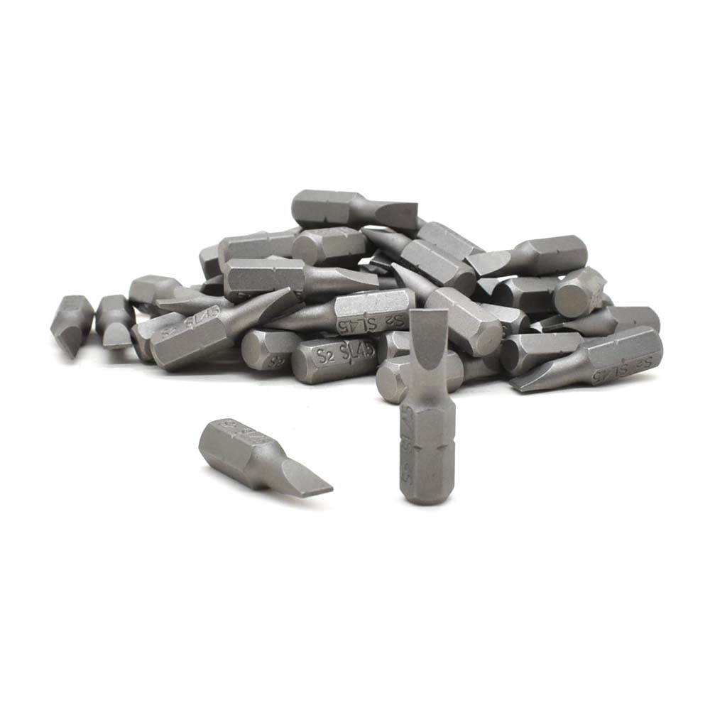 10 Display Pack - Single End Slotted Screwdriver Bits - 1 Inch Long - 4.5mm Wide Slot