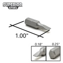 10 Display Pack - Single End Slotted Screwdriver Bits - 1 Inch Long - 4mm Wide Slot