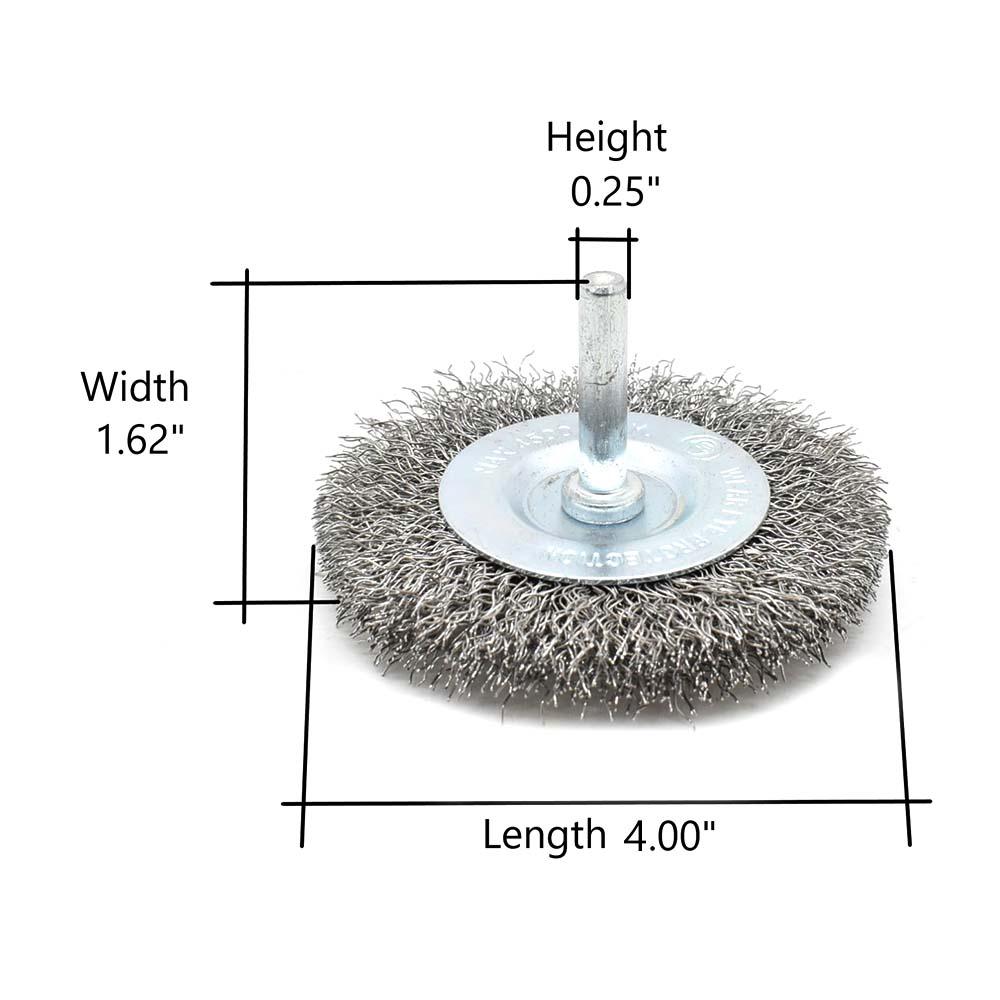 4-Inch Wire Wheel 1/4-Inch Shank - Coarse Crimped Wire 4500 RPM