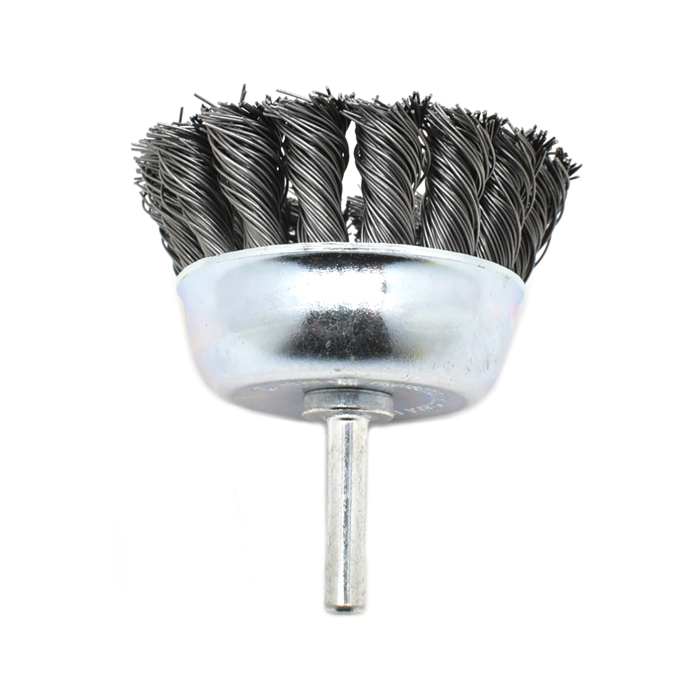 3-Inch Wire Cup Brush 1/4-Inch Shank - Knotted Wire 4500 RPM