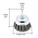 3-Inch Wire Cup Brush 1/4-Inch Shank - Knotted Wire 4500 RPM