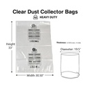 5pk 19.5" Dia. Clear Plastic Dust Collection Bag 30.5"x33"