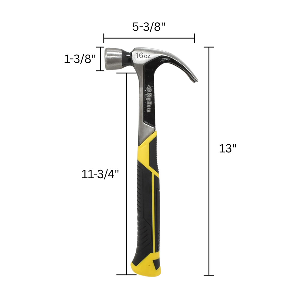 16 Oz Smooth Face One-Piece Forged Steel Curved Claw Hammer with Magnetic Nail Starter