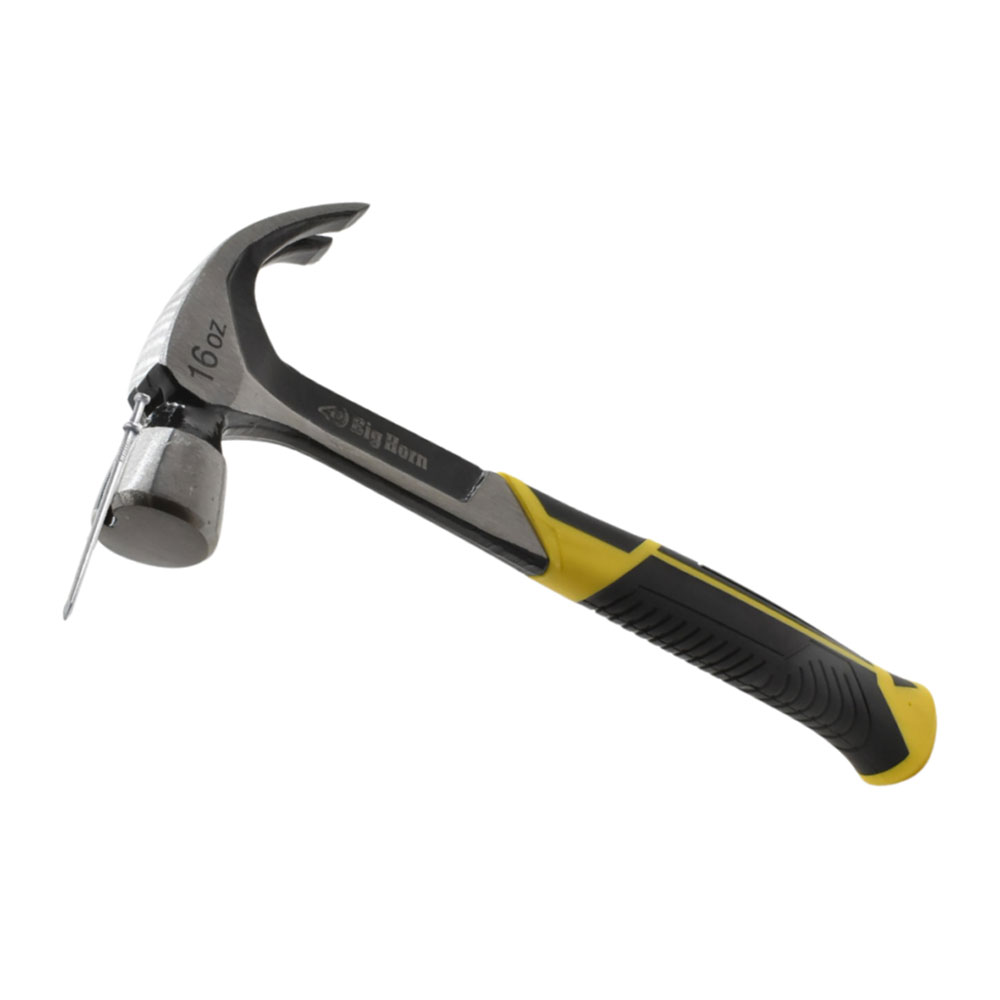 16 Oz Smooth Face One-Piece Forged Steel Curved Claw Hammer with Magnetic Nail Starter
