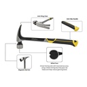 22 Oz Milled Face One-Piece Forged Steel Rip Claw Framing Hammer with Magnetic Nail Starter