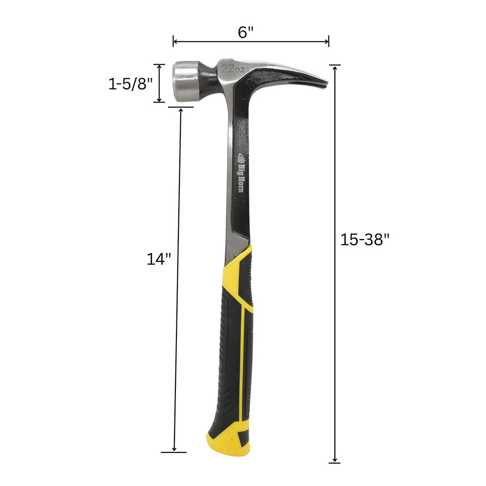 22 Oz Milled Face One-Piece Forged Steel Rip Claw Framing Hammer with Magnetic Nail Starter