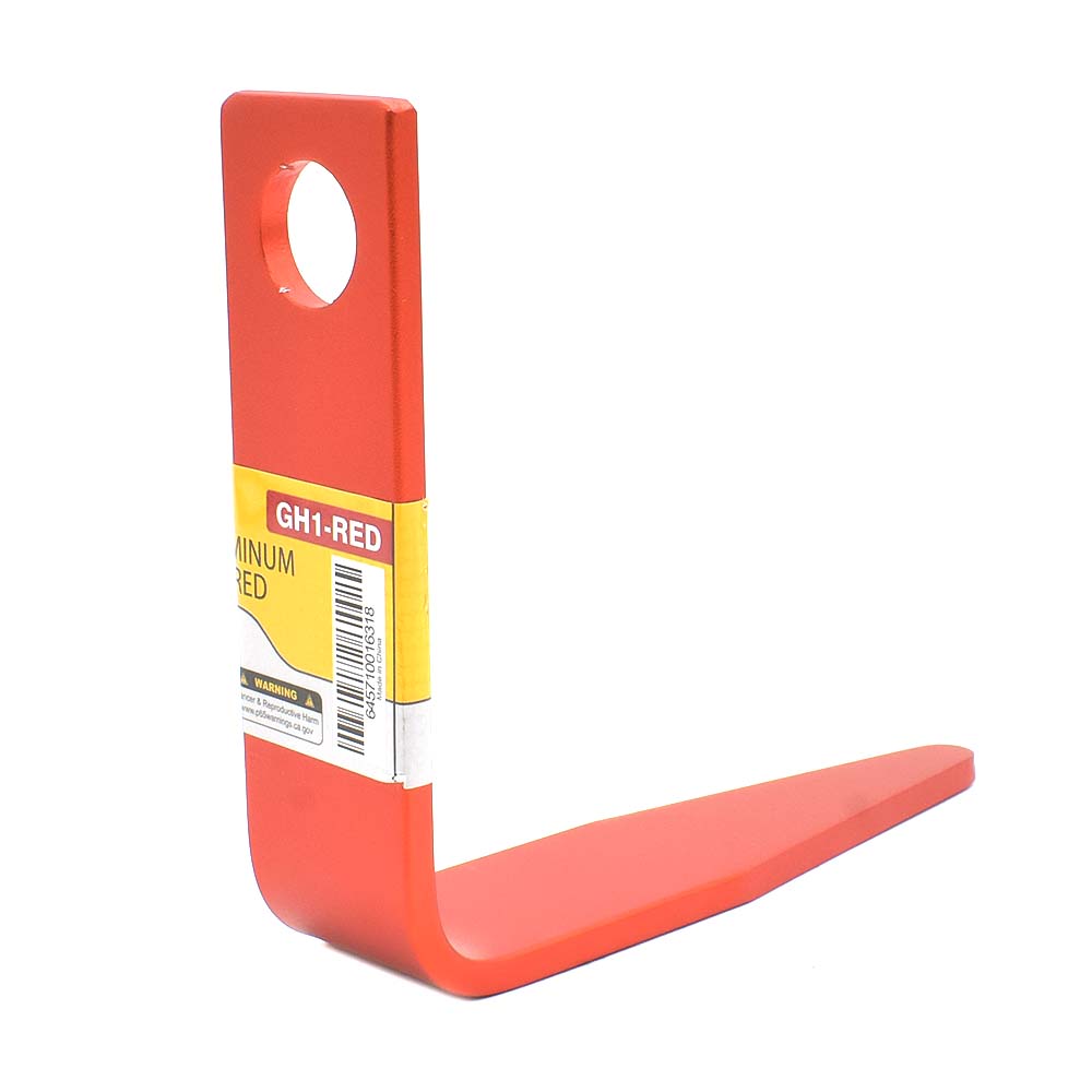 3/8" Single Hole "L" Shaped Rafter Hook (Aluminum) for Nail Guns - Red
