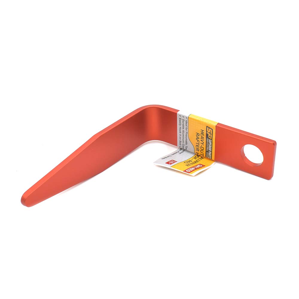 3/8" Single Hole "L" Shaped Rafter Hook (Aluminum) for Nail Guns - Red
