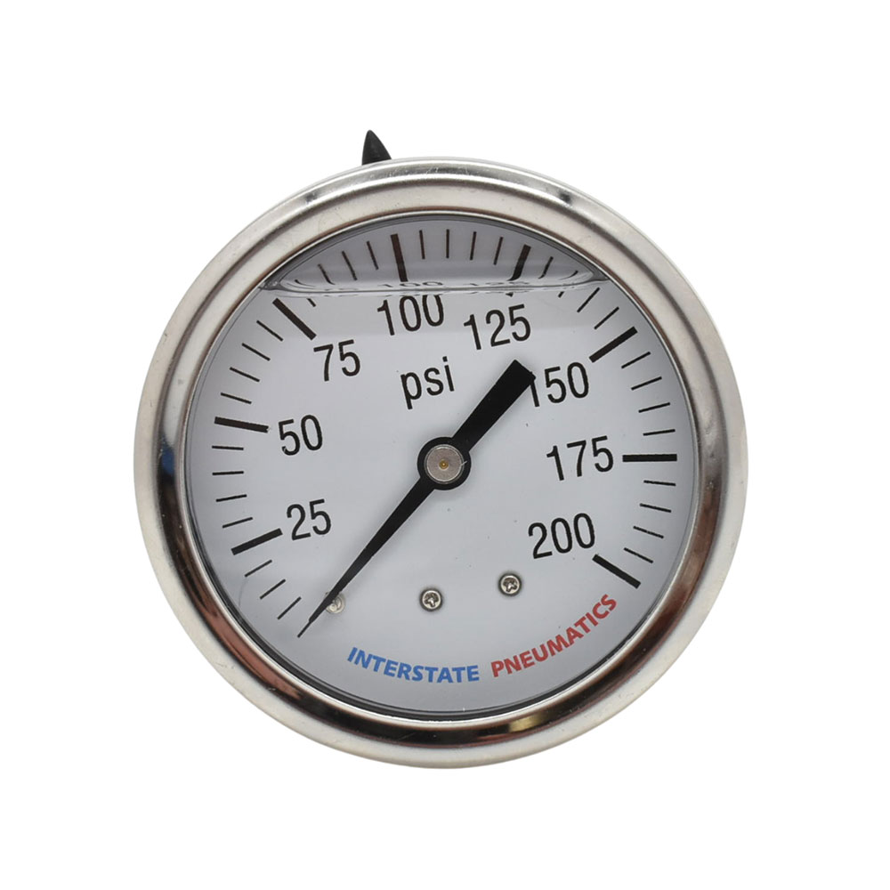 Oil Filled Pressure Gauge 2.5", 1/4" NPT Rear Mount- 200 PSI