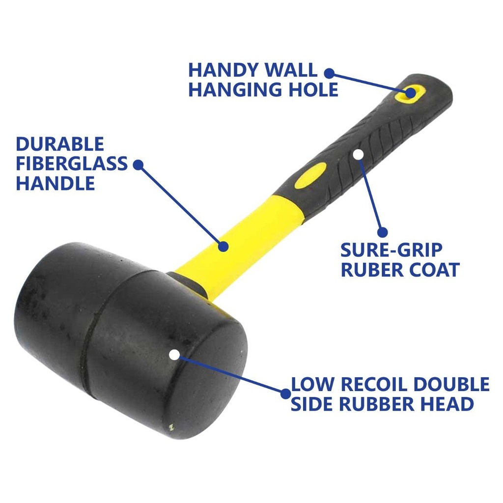 16oz Rubber Mallet With Fiberglass Handle (HM0016)