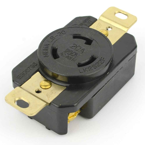 20A 250V NEMA L6-20R Black - W02