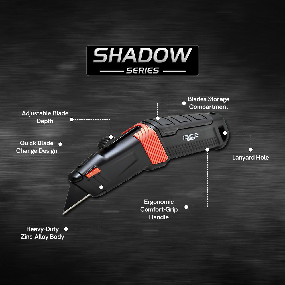 Heavy-Duty Retractable Utility Knife With Blade Storage 