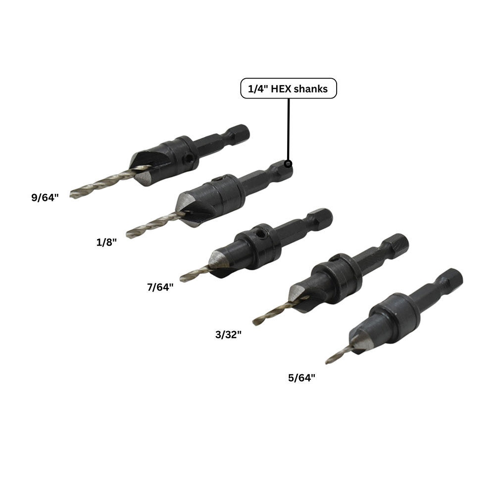 5 pc Drill/Countersink Set