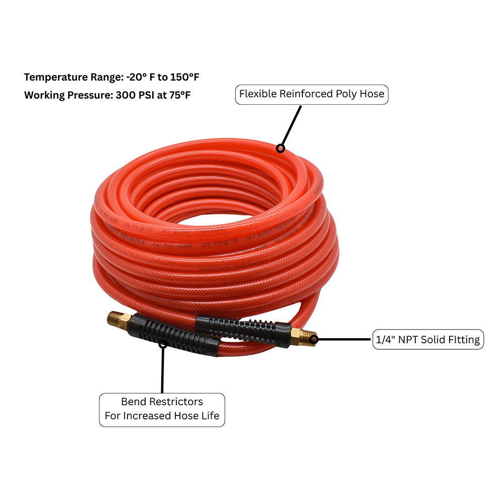 1/4" 100 ft Translucent-Red PVC Hose (1/4" NPT) 