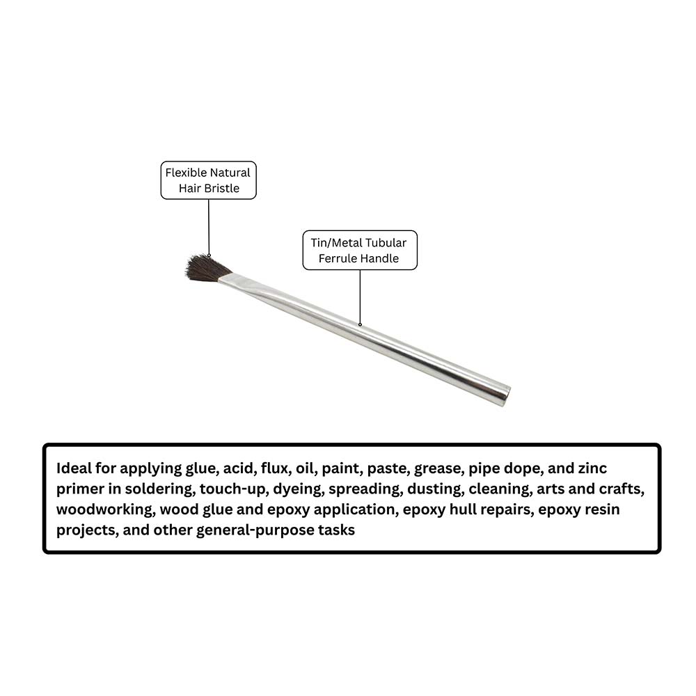 1/4" Width  Flexible Natural hair Bristle Tin/Metal Tubular Ferrule Handle Acid/Flux Brushes -  (Qty - 36)