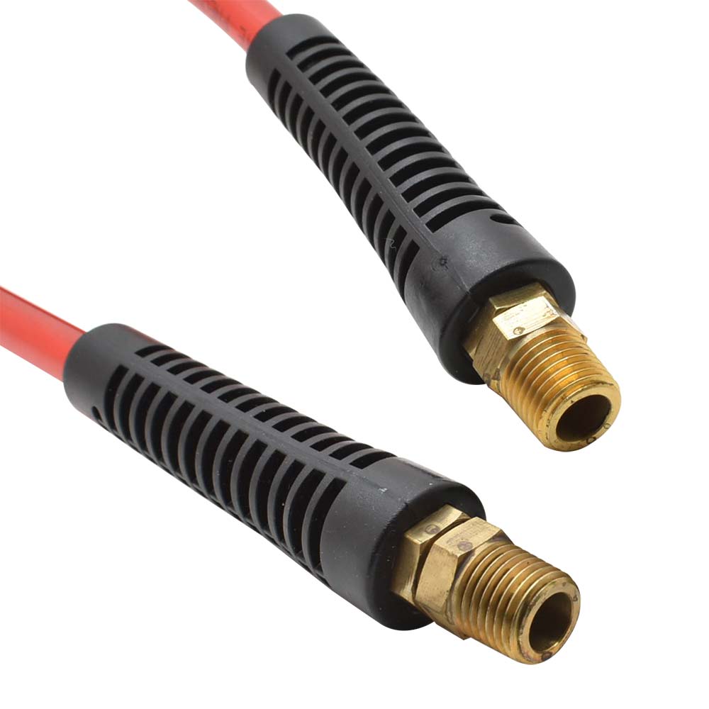 1/4" 50 ft long w/1/4" NPT Solid Fittings, Recoil Red PU Hose - W02