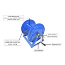 Manual Hose Reel Blue Powder Coated Steel - For 200ft X 3/8" Hose (Hose Not Included)