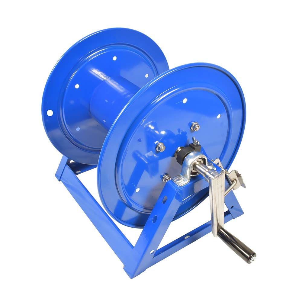 Manual Hose Reel Blue Powder Coated Steel - For 200ft X 3/8" Hose (Hose Not Included)