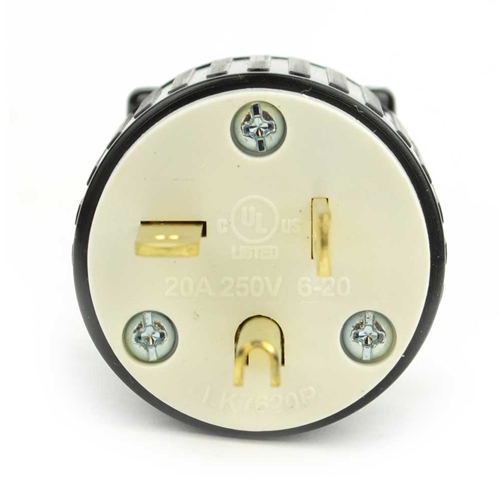 20A-250V  3-Blade NEMA 6-20P Straight Electrical Plug - W02