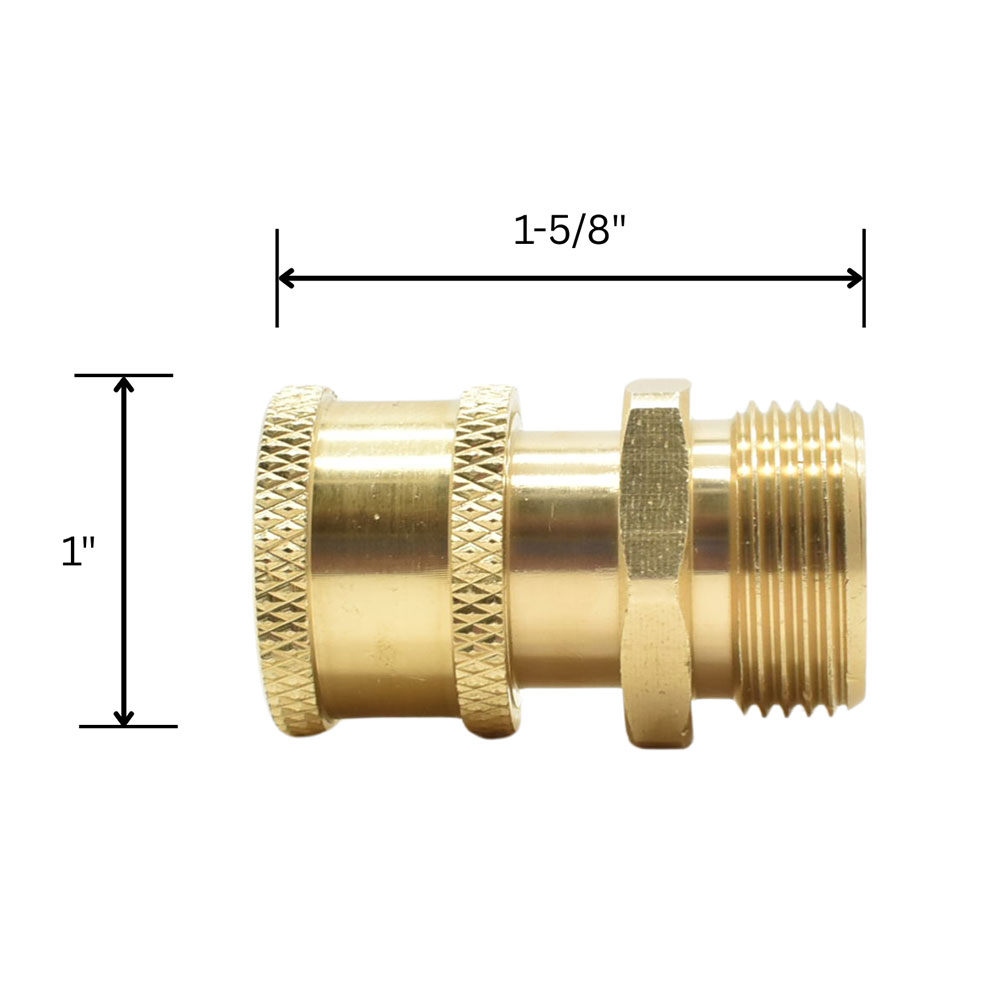 Pressure Washer M22 Male Fitting x 1/4 Inch QC, Brass Coupler 4500 PSI