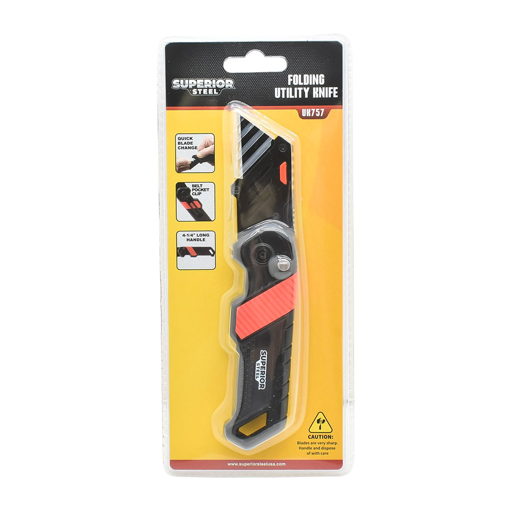 Heavy-Duty Folding Utility Knife with Belt Clip 