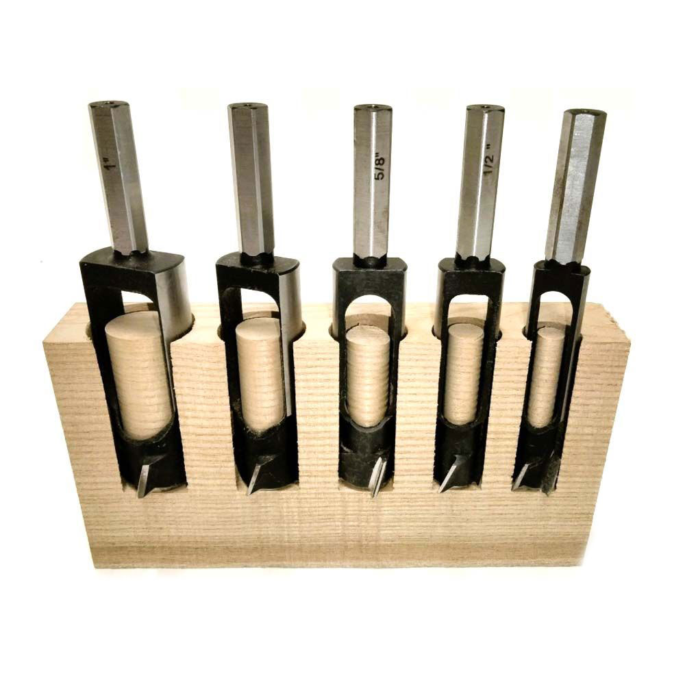 5pc Tenon Cutter Set (3/8",1/2",5/8",3/4",1") ,HEX Shank (I)
