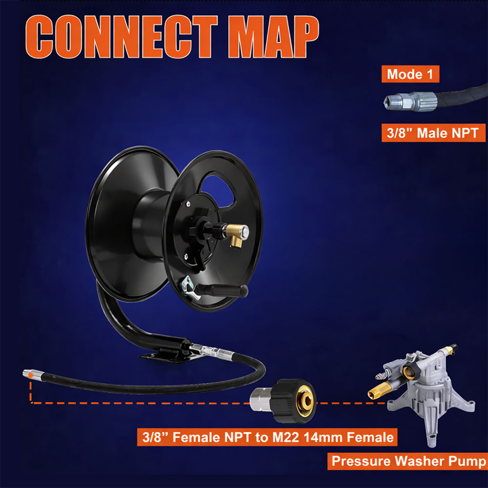 Hose Reel without Hose 3/8" MNPT X 3/8" FNPT 