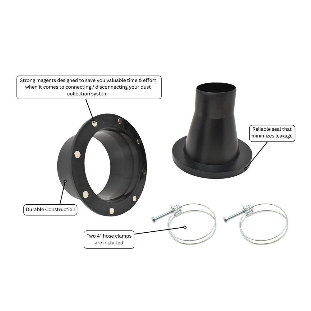 Magnetic Dust Collection Adaptor Quick Connectors 4" to 2.5" (9712)
