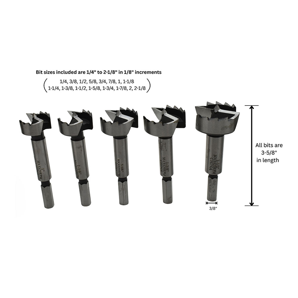 16 pc Forstner Bit Set, HEX Shank