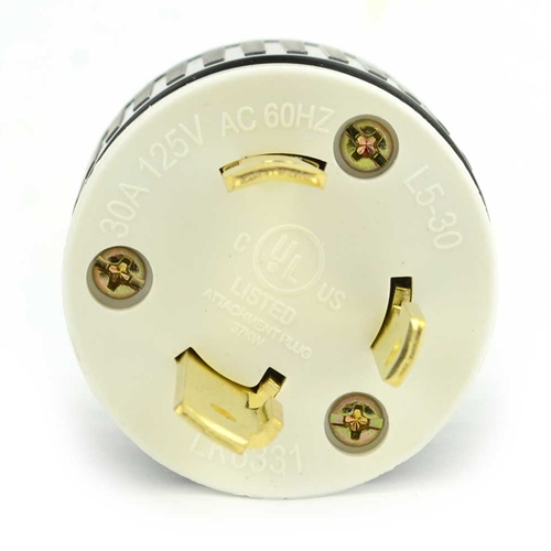 30A-125V 3-Blade NEMA L5-30P Twist Lock Electrical Plug - W02