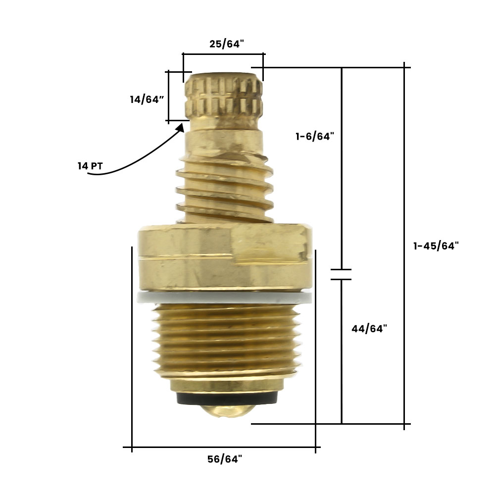 853-T Central Lavatory Faucet Stem - Cold - 15084E (1C-7C)