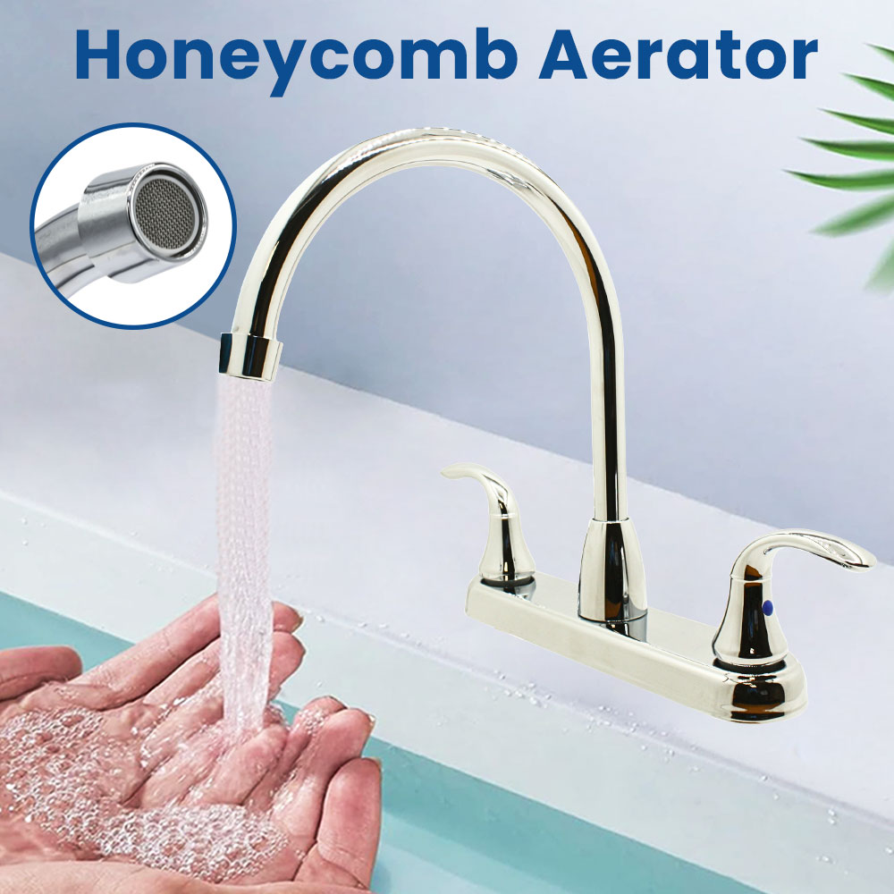 High-Arc 2-Handle Standard Kitchen Faucet - Brilliant Chrome