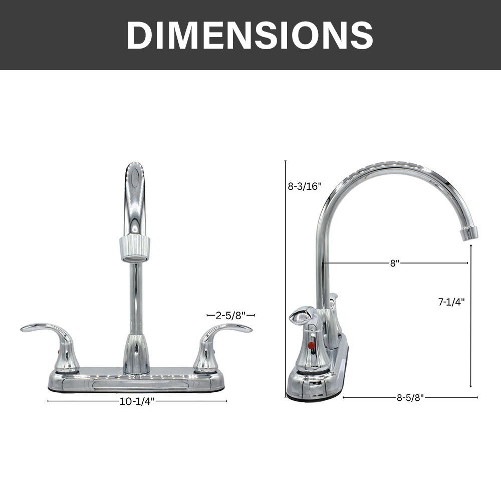 High-Arc 2-Handle Standard Kitchen Faucet - Brilliant Chrome
