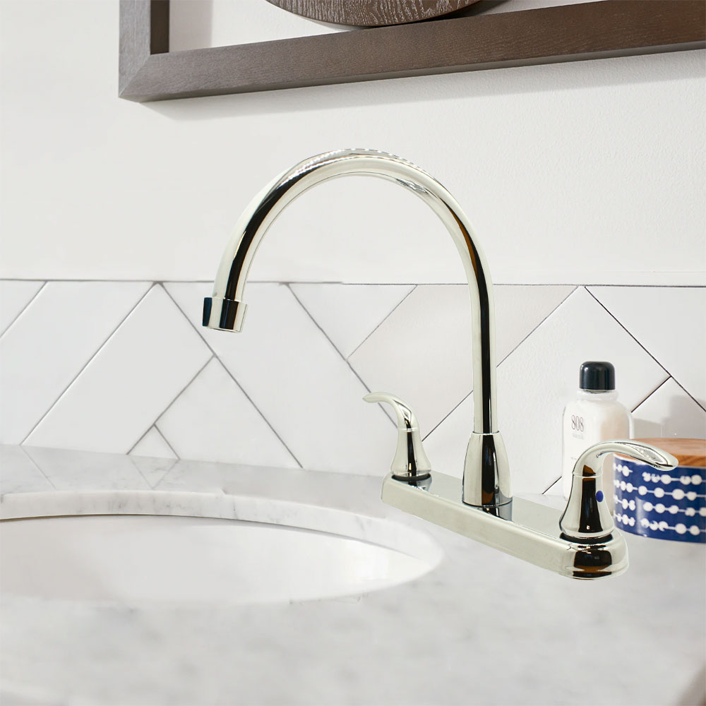 High-Arc 2-Handle Standard Kitchen Faucet - Brilliant Chrome