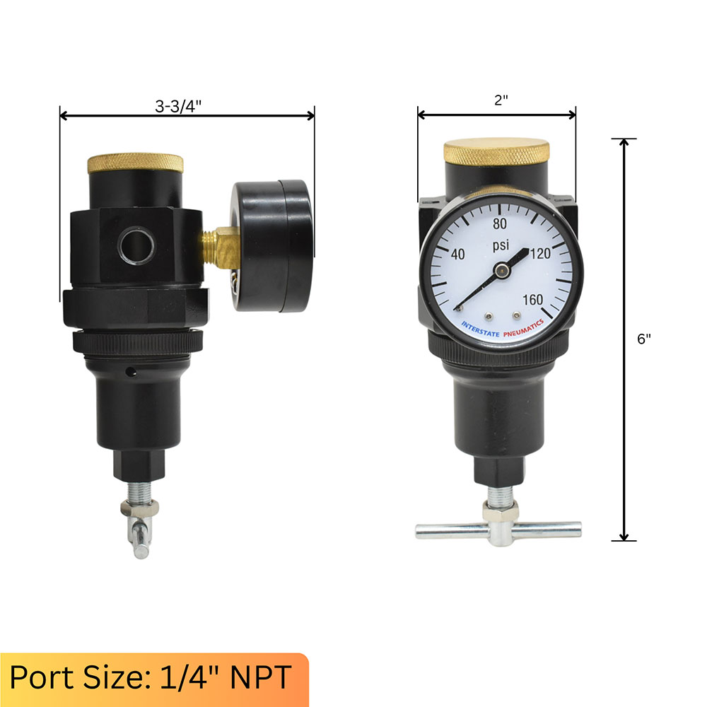 1/4" "T" Handle Regulator 0-125 PSI with Gauge