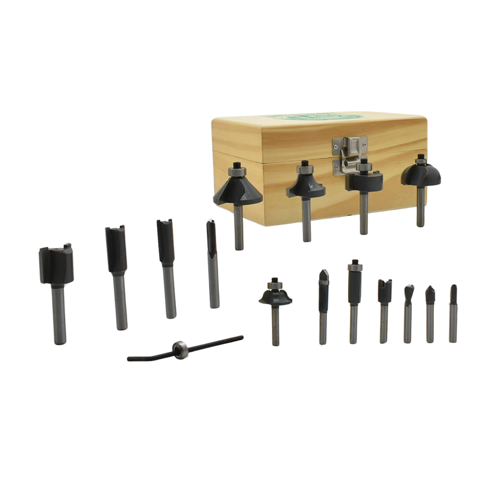 15pc Router Bit Set,1/4"Shank