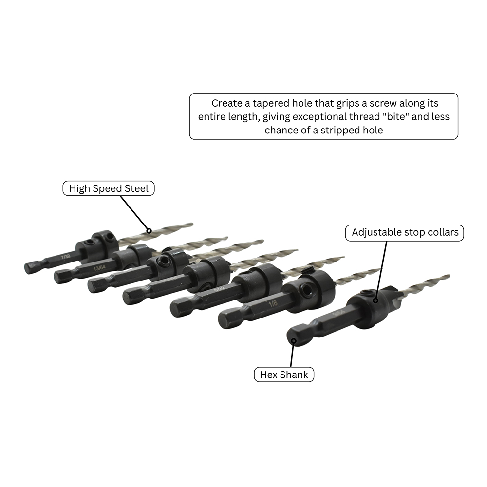 Tapered Drill Bit HSS Countersink Set