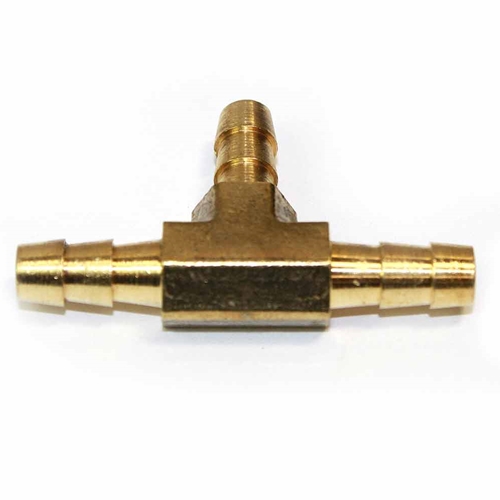 1/4" Barb Brass Tee Manifold - 1 inlet - 2 Outlets - 25 Pack Bulk - W03