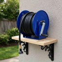 Manual Hose Reel Blue Powder Coated Steel - For 100ft X 3/8" Hose (Hose Not Included)