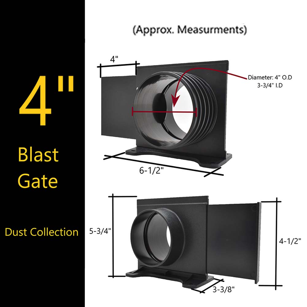 4"  Blast Gate Threaded Splice Wall-Mounted