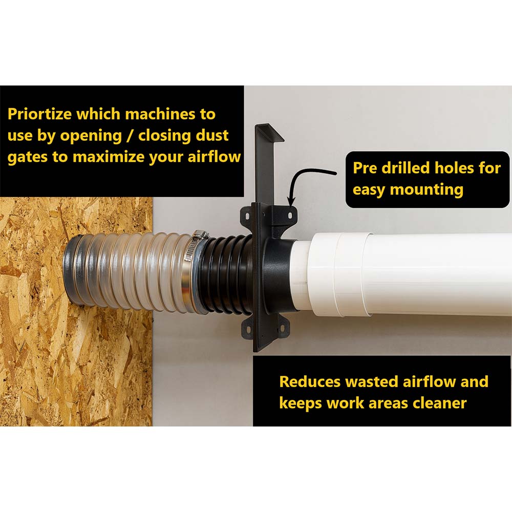 4"  Blast Gate Threaded Splice Wall-Mounted