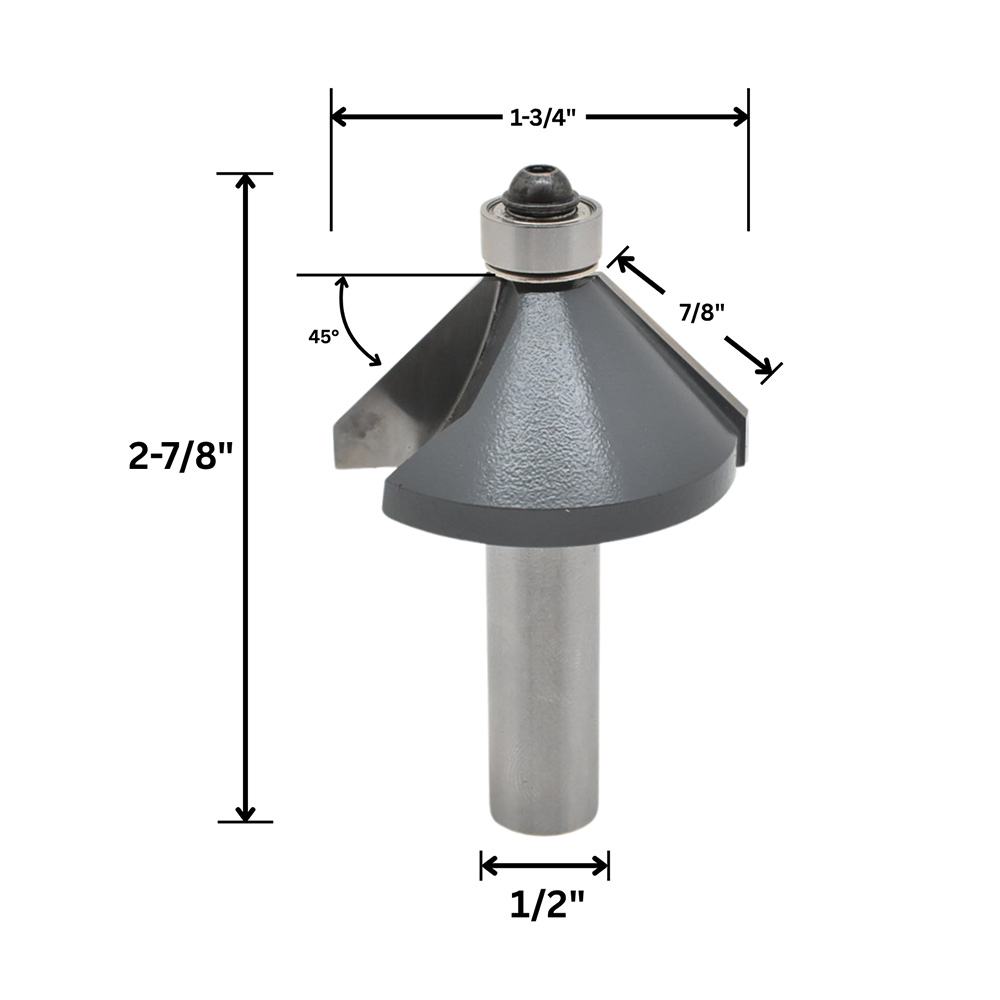 45 deg. Chamfer Bit, 1/2"Shank C