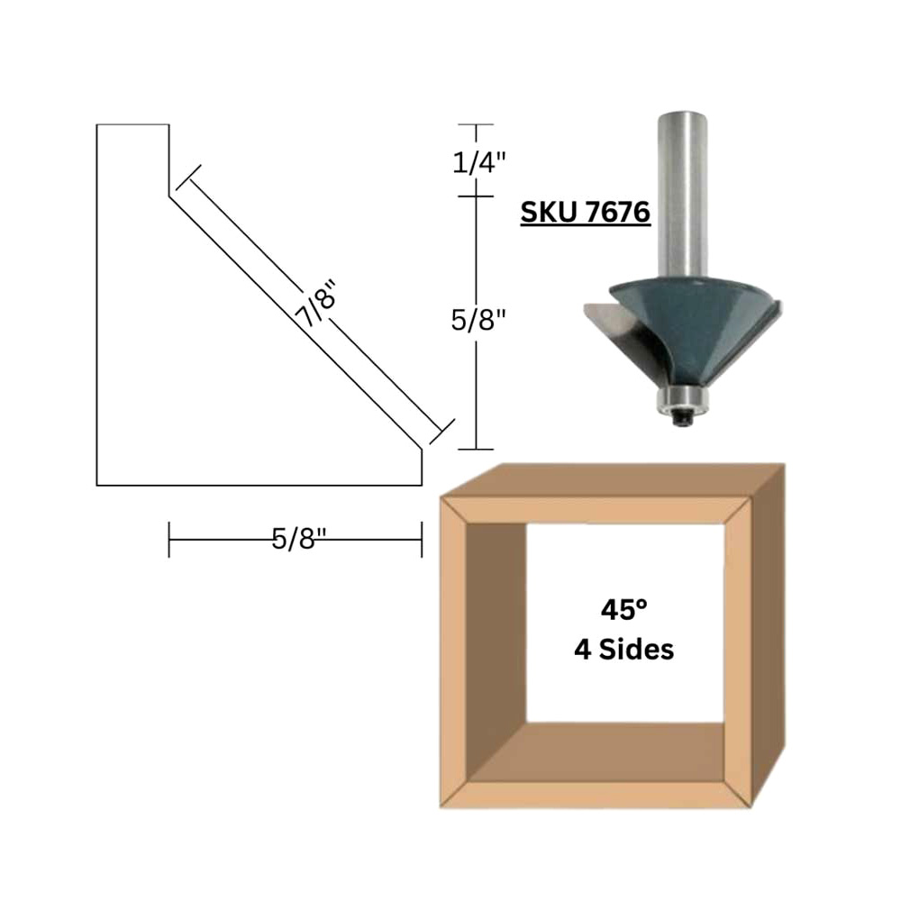 45 deg. Chamfer Bit, 1/2"Shank C
